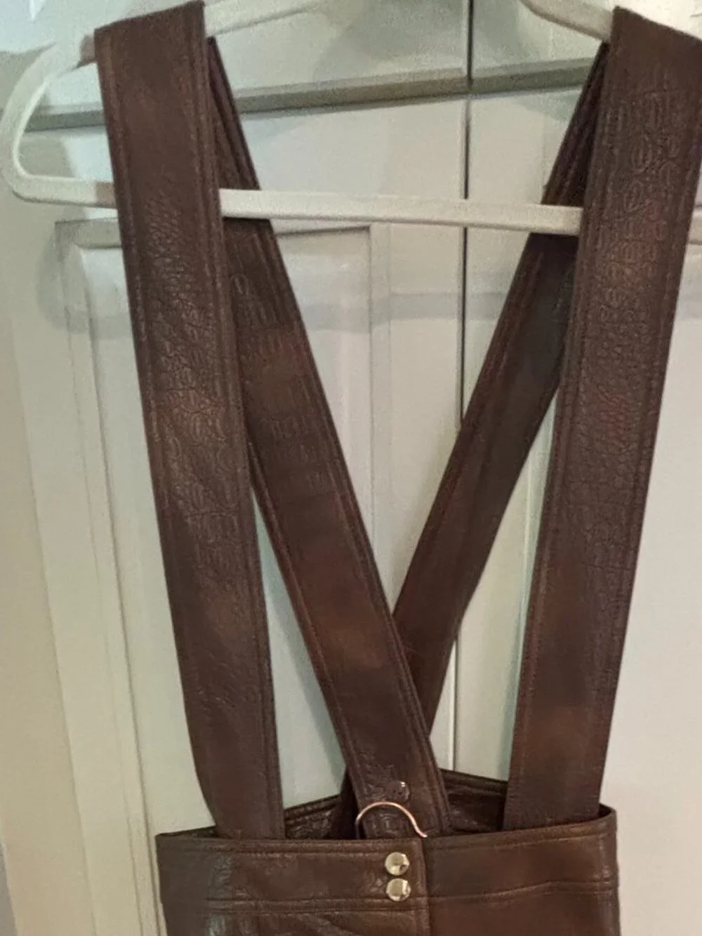 Zara Faux Lether suspender skirt